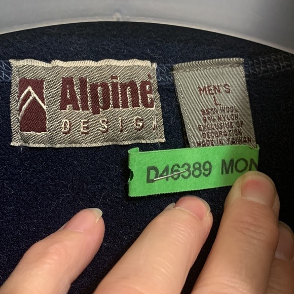 Alpine Design | Blue 1/4 Zip Mock Wool Blend Fleece Collar Pullover Sweater L - Picture 9 of 13